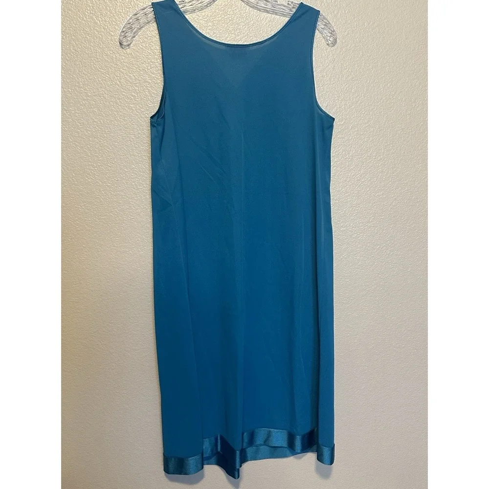 Vanity Fair Blue Gown Robe Nylon Lace Trim Nightgown Vintage Lingerie Peignoir M